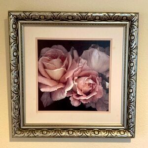 Boudoir Fashion Make Up Wall Framed Pink Rose Print 19.5 X 19.5 inch & Disc.Ship